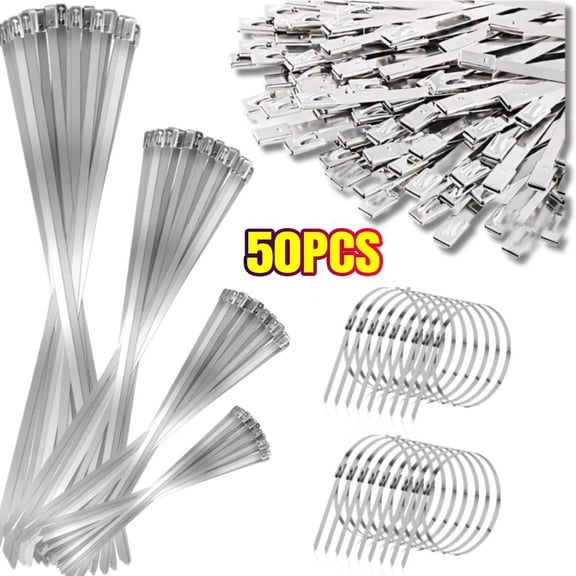 304 Stainless Stee Metal Zip Ties, 4 Size Of 11.8/ 9.8 /7.8 / 6 Inch Multi-purpose Metal Cable Ties-Suitable for Outdoor Chain