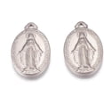 thumbnail image 1 of 304 Stainless Steel 10 pc Non-Tarnish 304 Stainless Steel Pendants Oval with Virgin Mary Stainless Steel color 21x13x2mm Hole: 2mm, 1 of 2