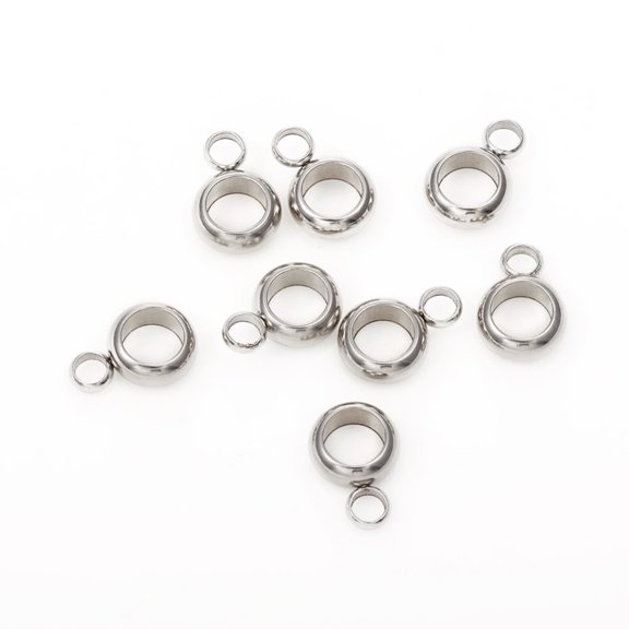 304 Stainless Steel 100 pc Resistant 304 Stainless Steel Tube Bails Loop Bails Ring Stainless Steel color 8.5x6x2.5mm Hole: 2mm Inner Diameter: 4mm