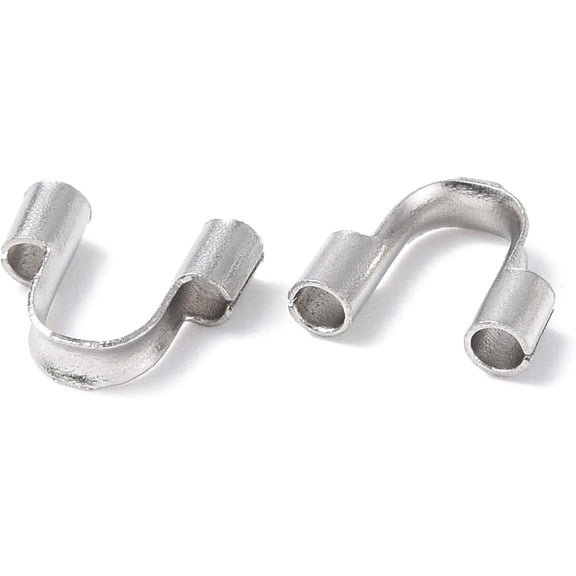 304 Stainless Steel 100Pcs Stainless Steel Wire Guardian Wire Protector U Shape Loops Thread Protector 1mm Hole Wire Protector for Necklaces Bracelets