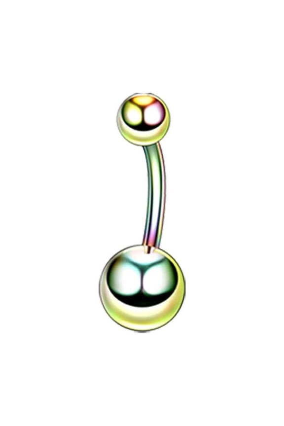 304 Stainless Steel 15 Gauge Round Belly Button Rings Piercing Rings Curved Barbell Body Jewelry for Women Rainbow Color 10mm Pin: 1.6mm