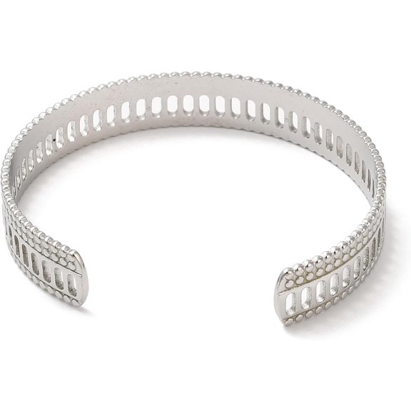 304 Stainless Steel 1Pc 304 Stainless Steel Bangles Hollow Cuff Bangles for Women Open Adjustable Cuff Bracelet Fashion Statement Jewelry