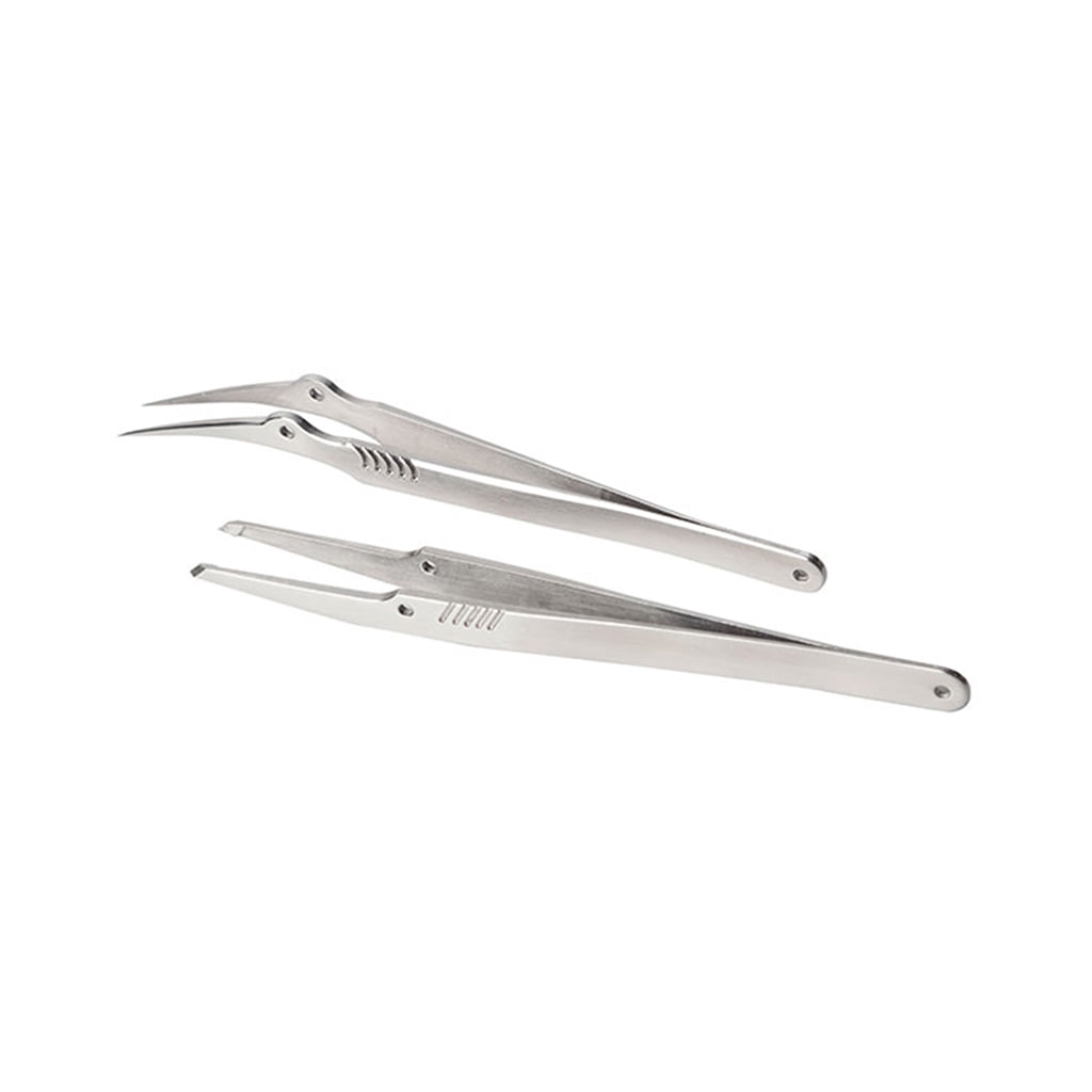 304 Stainless Steel 2 Pcs Tweezers Kit Ineffable Tool for Laboratory Work Circuit Board Repair Welding Watches Making