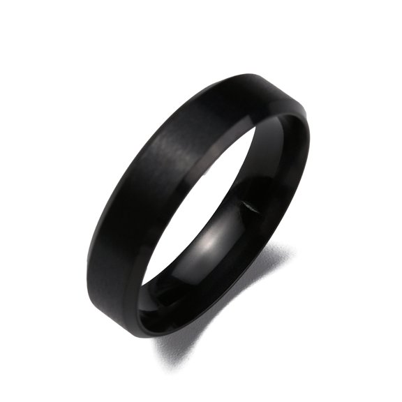 304 Stainless Steel 2 pc PVD Vacuum Plating Matte style 304 Stainless Steel Wide Band Finger Rings for Women Men Plain Band Rings Electrophoresis Black 6mm Inner Diameter: US Size 12 3/4(22.1mm)