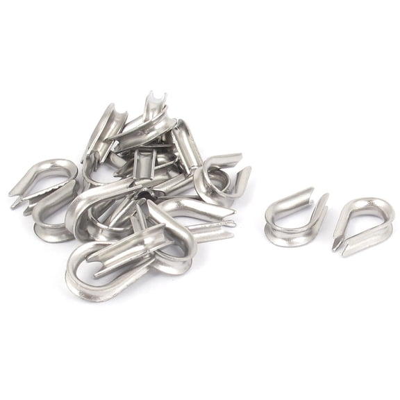 304 Stainless Steel 2mm 5/64" Wire Rope Cable Thimbles Silver Tone 20pcs