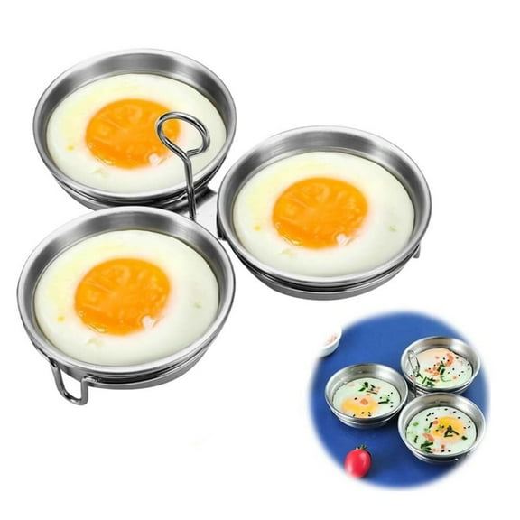 304 Stainless Steel 3 Cup Egg Poacher for Breakfast for Home Kitchen Cooking Tool