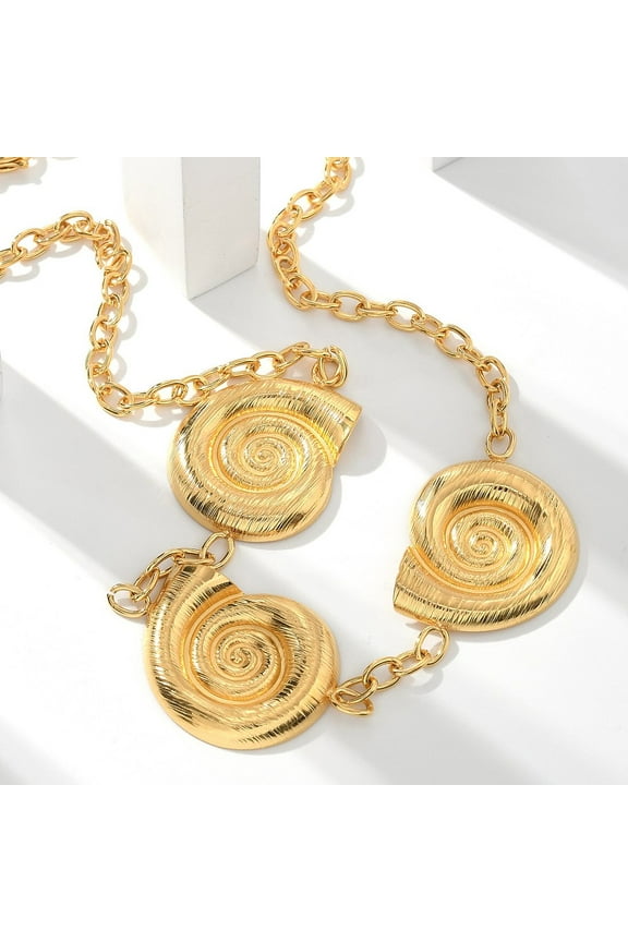 304 Stainless Steel 3 Snail Bib Necklaces for Women Real 18K golden Plated 15.79 inch(40.1cm) 304 Stainless Steel
