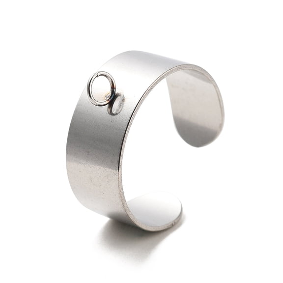304 Stainless Steel 304 Stainless Steel Open Cuff Ring Components Loop Ring Base Stainless Steel color 8mm Hole: 3mm Adjustable