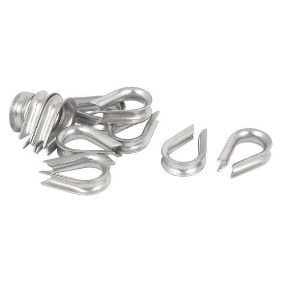 304 Stainless Steel 3mm 1/8" Wire Rope Cable Thimbles Silver Tone 10pcs