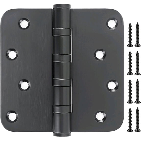 304 Stainless Steel 4" Door Hinges, Heavy Duty Ball Bearing Door Hinges 1/2'' Radius Corners for Exterior Interior Gate Swing Security Doors - Set of 2 Hinges (Matte Black)