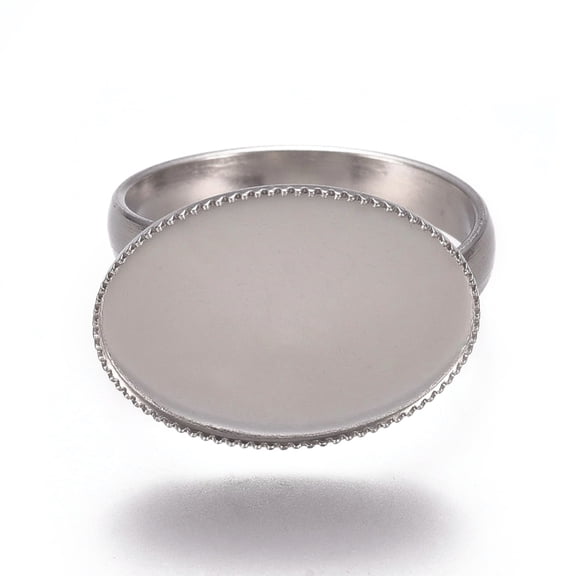 304 Stainless Steel 5 pc Tarnish Resistant 304 Stainless Steel Finger Rings Components Pad Ring Base Findings Oval Stainless Steel color Tray: 18.5x13.5mm Size 7 17.5mm