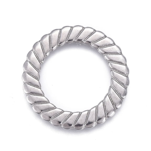 304 Stainless Steel 50 pc Non-304 Stainless Steel Linking Rings Laser Cut Textured Round Ring Stainless Steel color 18x1mm Inner Diameter: 12mm