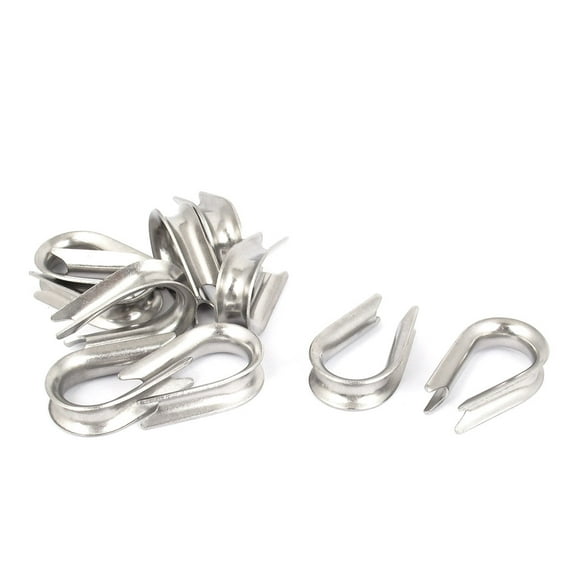 304 Stainless Steel 5mm 3/16" Wire Rope Cable Thimbles Silver Tone 10pcs