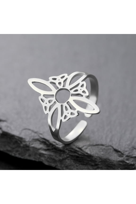 304 Stainless Steel Adjustable Cuff Rings Knot Stainless Steel color 23mm