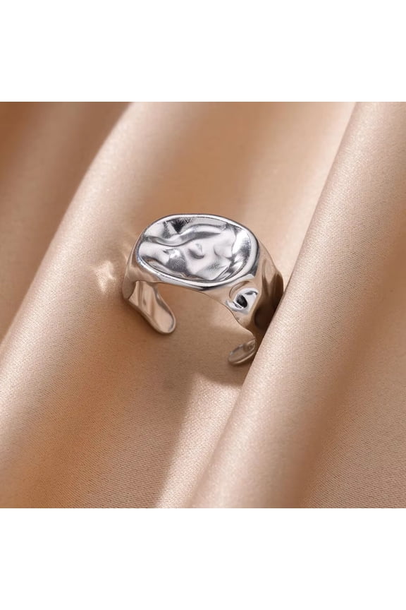 304 Stainless Steel Adjustable Cuff Rings Nuggets Stainless Steel color Inner Diameter: Adjustable 304 Stainless Steel