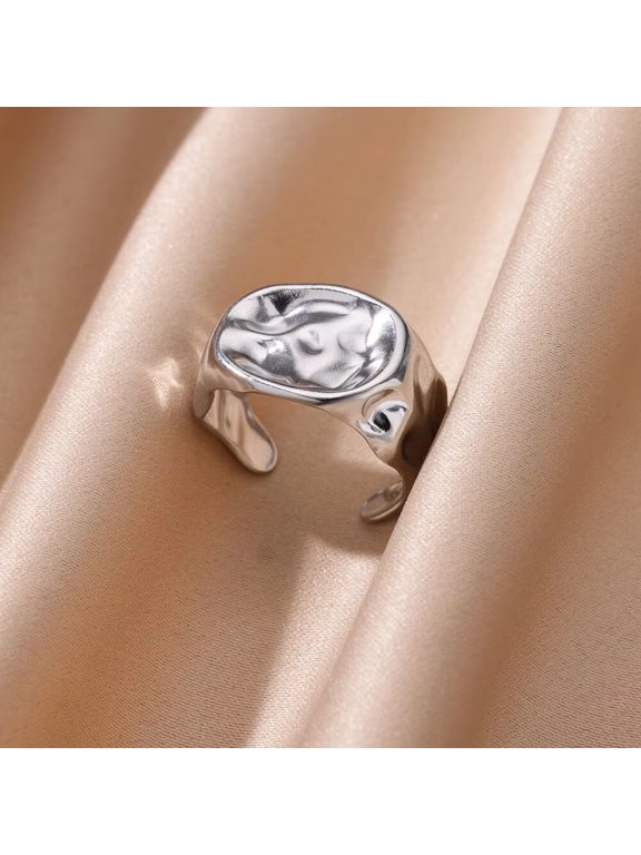 304 Stainless Steel Adjustable Cuff Rings Nuggets Stainless Steel color Inner Diameter: Adjustable 304 Stainless Steel
