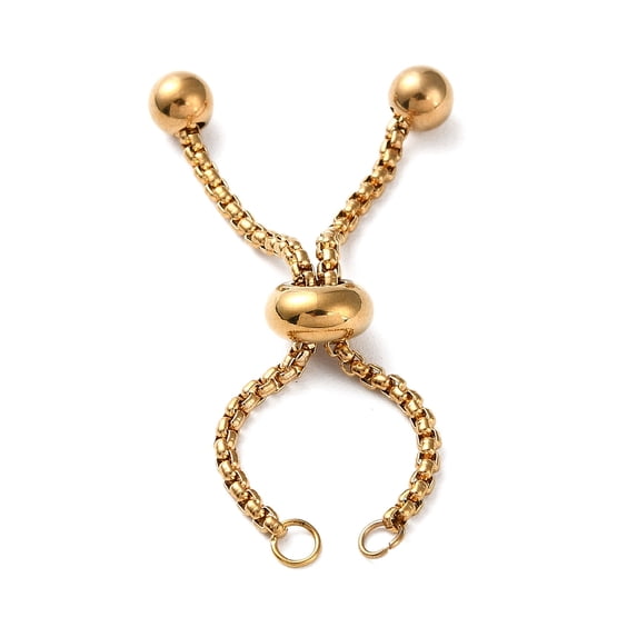304 Stainless Steel Adjustable Finger Ring Findings Slider Chains for Finger Ring Making Golden 108mm