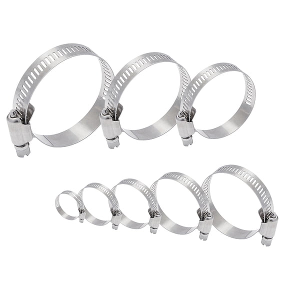 304 Stainless Steel Adjustable Worm Gear Hose Clamps for Water Pipe Plumbing Automotive and Mechanical Application Stainless Steel color Inner Diameter: 15.5~48mm 8~12mm wide 48pcs/box