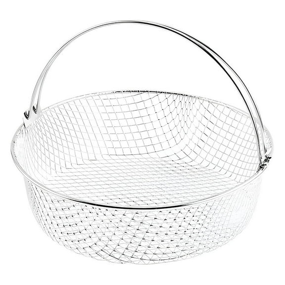 304 Stainless Steel Air Fryer Basket, Round Mesh Steamer with Double-Ear Handles, Grill Rack for Dehydration, Cooking, and Filtering, Durable Steam and Frying Accessory for Kitchen Use