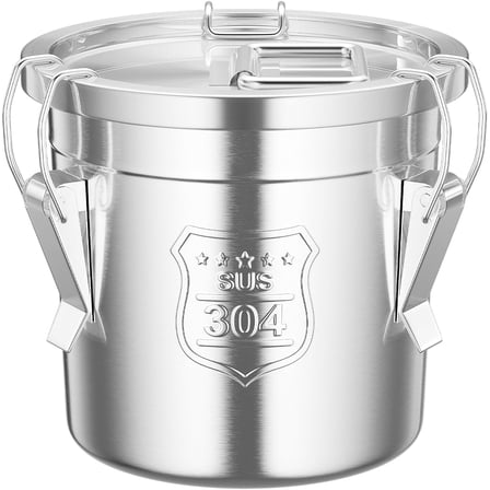 304 Stainless Steel Airtight Canister, 6L/1.6gal Metal Kitchen Cereal Container Canisters Bucket Food Storage Container with Lid and Locking Clamp for Rice, Flour, Grain, Coffee Bean