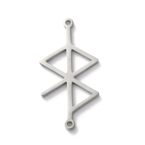 304 Stainless Steel Amulet Rune Love Peace Connector Charms Stainless Steel color 26x13x1mm Hole: 1.2mm
