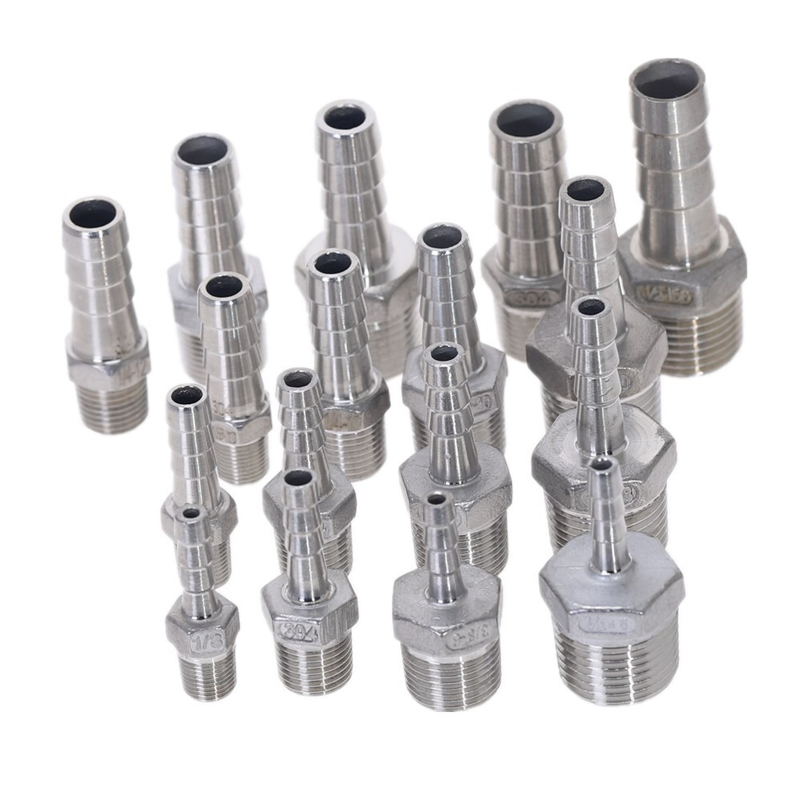 304 Stainless Steel BSP Male Thread Pipe Fitting X Barb Hose Tail 