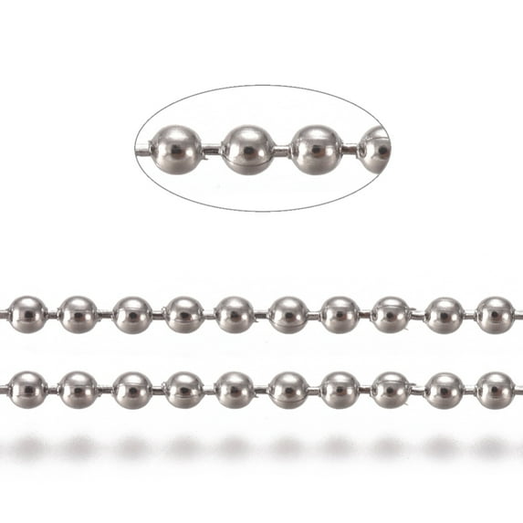 304 Stainless Steel Ball Chains with Card Paper Stainless Steel Color