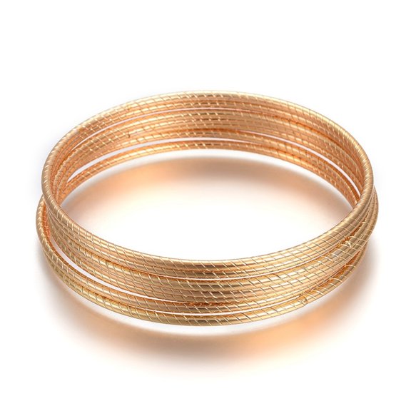 304 Stainless Steel Bangle sets Golden 2-3/8 inch(6cm) 7pcs/set