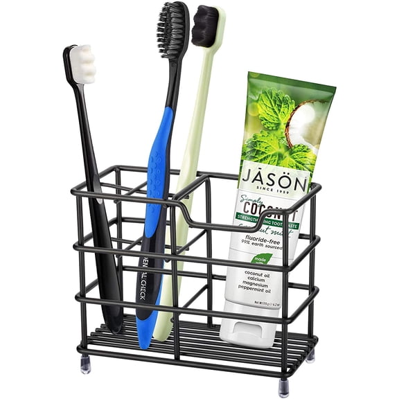 304 Stainless Steel Bathroom Toothbrush Holder Toothpaste Holder Stand Bathroom Accessories Organizer (Grey, Small)