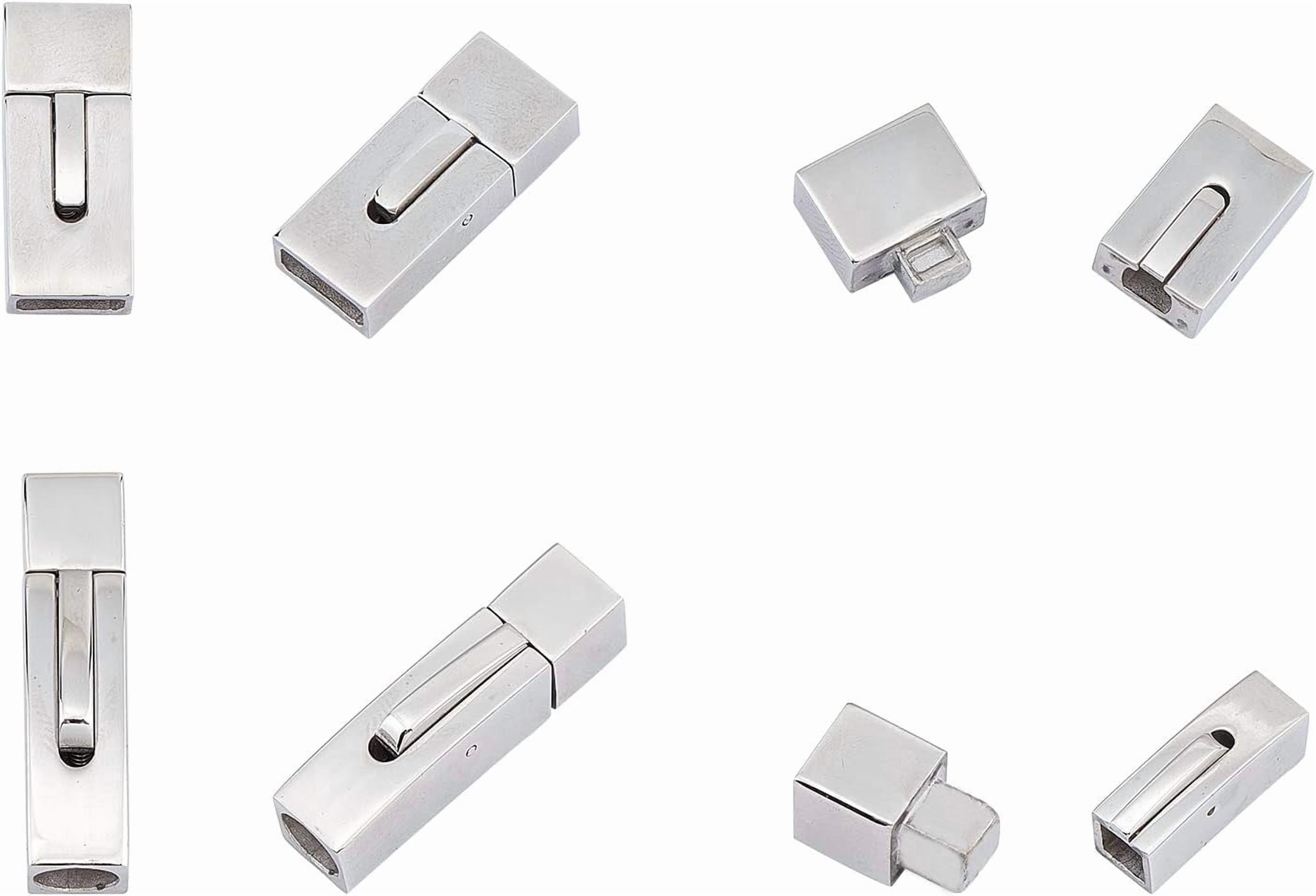 304 Stainless Steel Bayonet Clasps Rectangle Stainless Steel Color 2set ...
