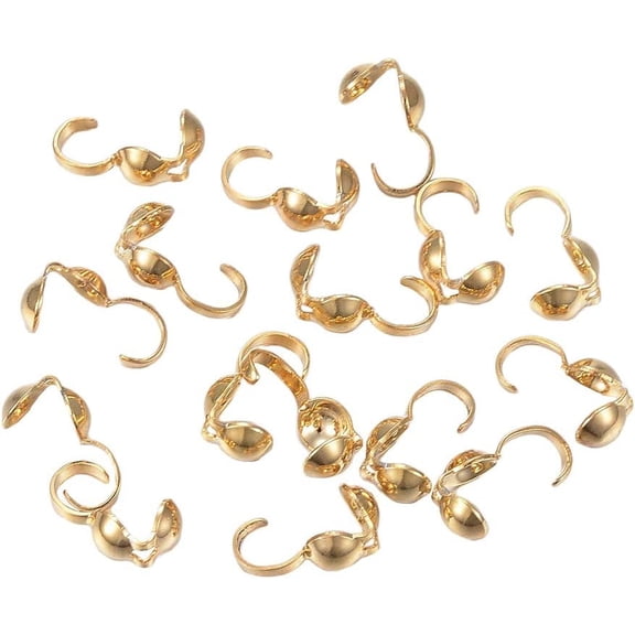 304 Stainless Steel Bead Tips Calotte Ends Clamshell Knot Cover Real 24K Gold Plated 9x3.8x4mm Inner Diameter: 3.5mm