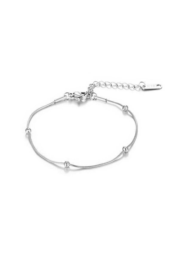 304 Stainless Steel Beaded Snake Chain Bracelets for Women Stainless Steel Color Diy