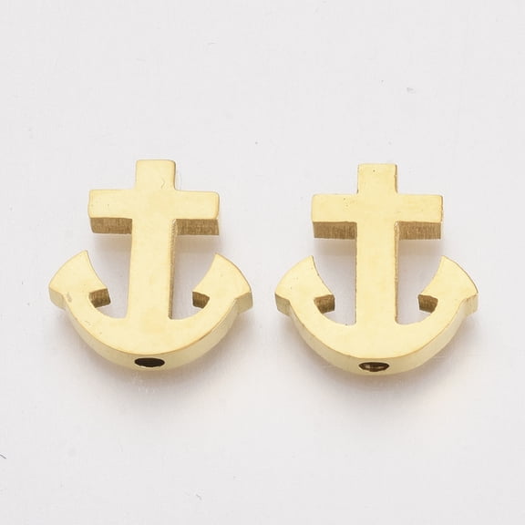 304 Stainless Steel Beads Anchor Golden 14.5x14x3mm Hole: 1.8mm DIY