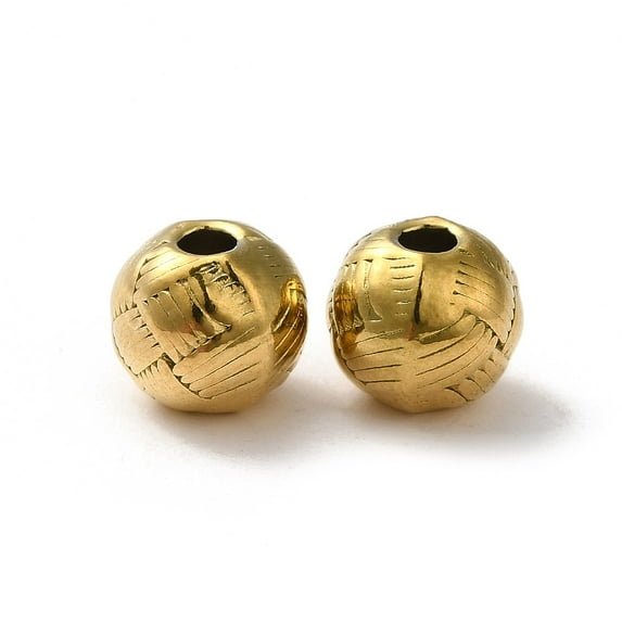 304 Stainless Steel Beads Round Real 18K Gold Plated 8x7.5mm Hole: 2.2mm