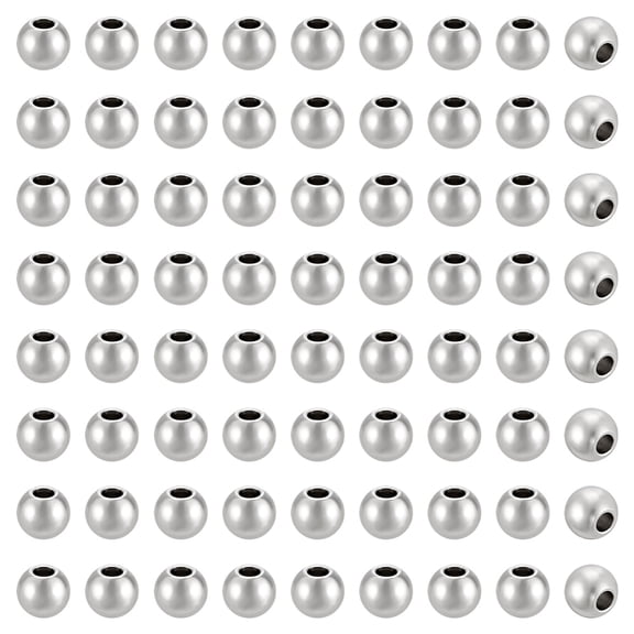 304 Stainless Steel Beads Round Stainless Steel Color 8mm Hole: 3mm 100pcs/box