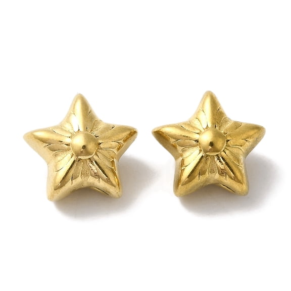 304 Stainless Steel Beads Star Golden 8.5x8.5x6mm Hole: 0.7mm DIY