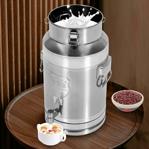 304 Stainless Steel Beverage Dispenser, 20L Milk Can, Drink Transport Barrel for Commercial