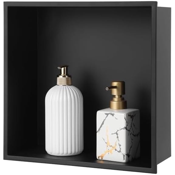 304 Stainless Steel Black Shower Niche, 12.6 x 12.6 x 4.9 in Recessed Bathroom Wall Niche, No Tile Needed Niche, In-Wall Storage Organizer for Bathroom, Kitchen$$Tools & Hardware Other