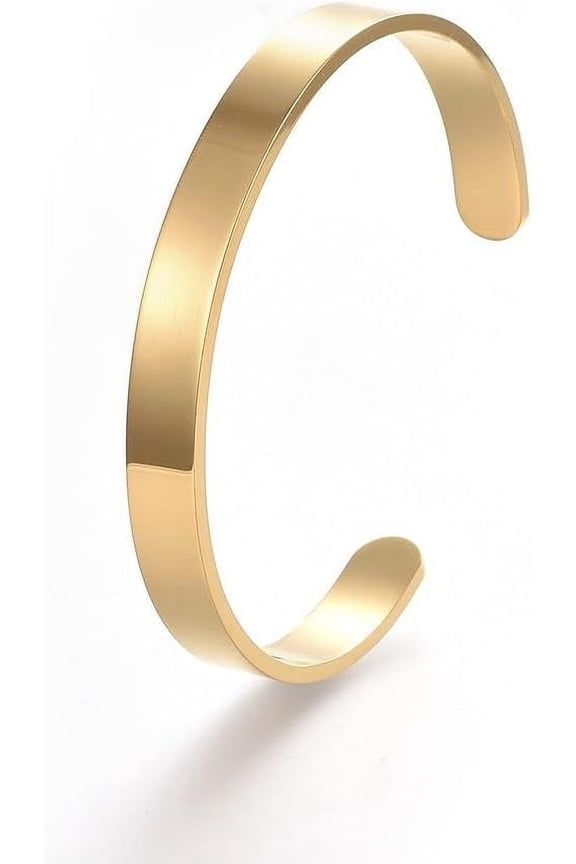 304 Stainless Steel Blank Cuff Bangles Custom Engraved Name Text Bangle Golden Inner Diameter 50x63mm Width 8mm Adjustable Personalized Jewelry for Men and Women