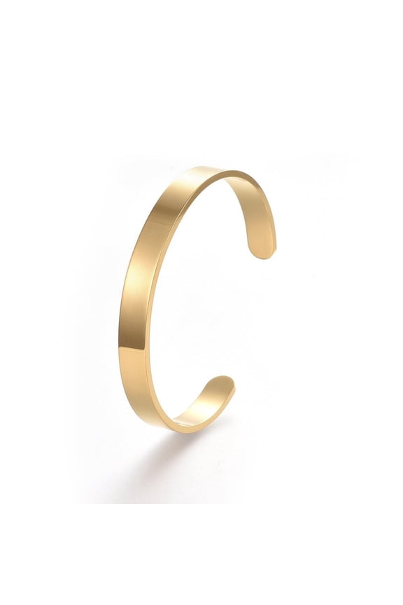 304 Stainless Steel Blank Cuff Bangles Name Text Bangle Golden Inner Diameter: 50x63mm Width: 8mm