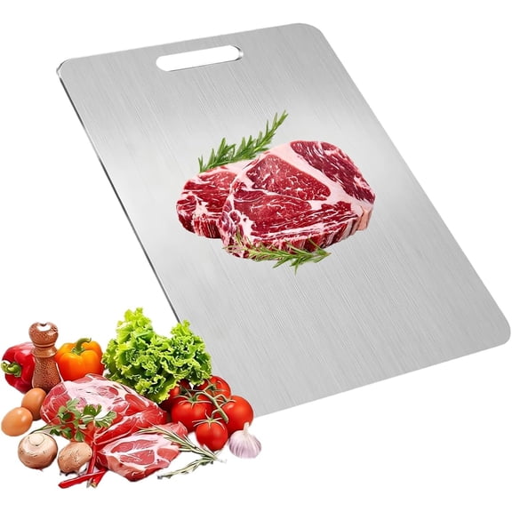 304 Stainless Steel  Board, Heavy-Duty Double-Sided & Dishwasher Safe - Easy-Clean Odor-Resistant Chopping Board for Meat, Vegetables, Fruit, Outdoor or Indoor -S,11.5" * 8"