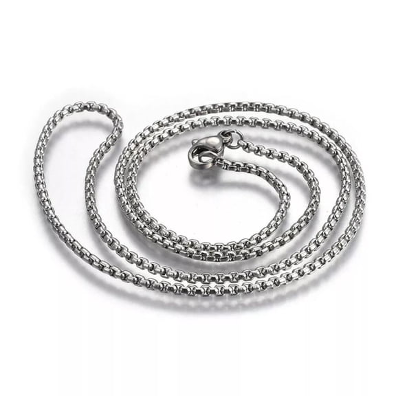 304 Stainless Steel Silver To Box Chain Necklace 29.5 Inch 2mm Lobster Clasp P662