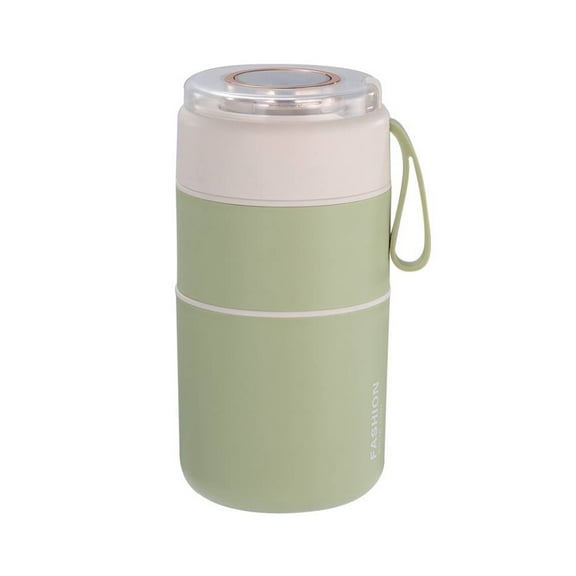 304 Stainless Steel Breakfast Soup Cup,Cup Lid With Built-in Folding Spoon,Lunch Box Soup Potthermal Insulation,Portable Mini,For Work School Travel Outdoor,Easy Clean,Double Layer Insulation,Green