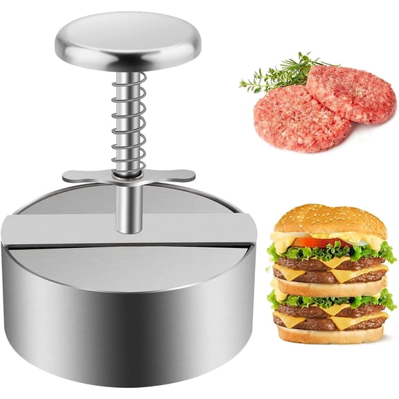 304 Stainless Steel Burger Press - 4.5" Hamburger Patty Maker, Heavy Duty Stainless Steel Burger Press for Ground Beef, Burgers