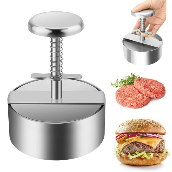 304 Stainless Steel Burger Press, Adjustable Hamburger Meat Press, Non Stick Patty Making molds are Suitable for Beef, Vegetables, Burgers and Cooking, Silver(Dishwasher Safe)