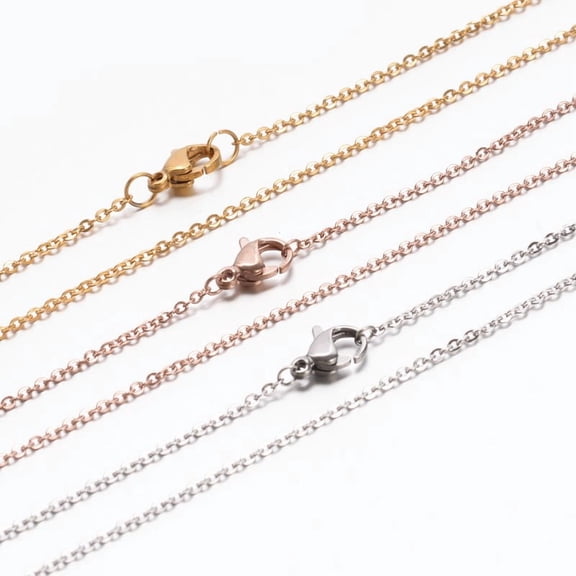 304 Stainless Steel Cable Chain Necklaces with Lobster Claw Clasp Mixed color 17.7 inch(45cm) Jump Ring: 4x0.5mm