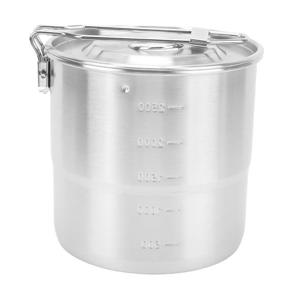 304 Stainless Steel Camping Cooking Pot Portable Metal Rice Cooker with Single Handle & Storage Bag for Outdoor Hiking Backpacking Picnic 10 inches / 25.4 cm