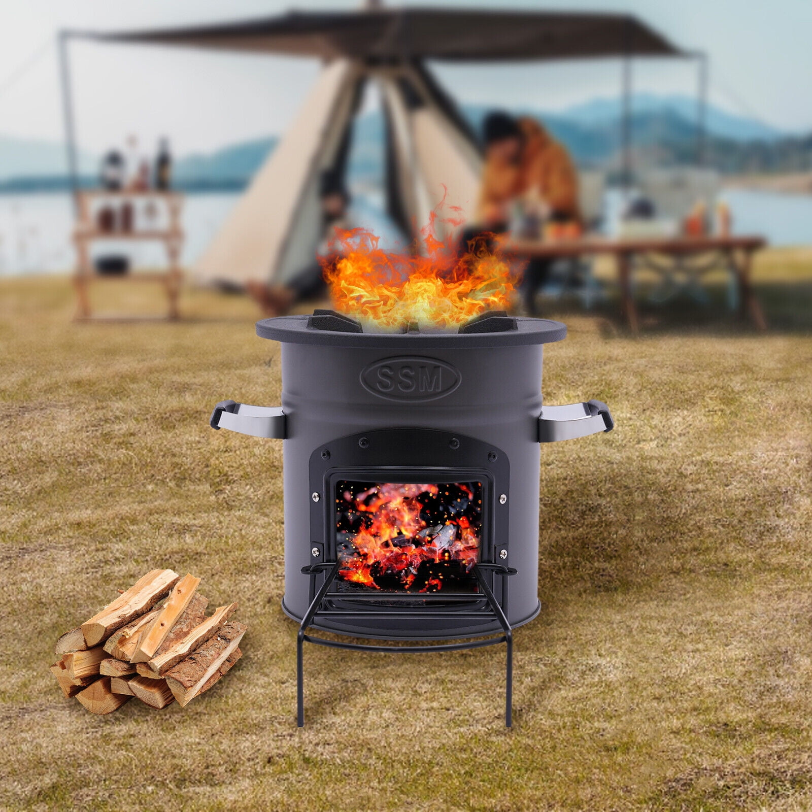 Stove 214, Multifunctional Wood Burning Stove for Cooking Baking Oven  Winter Heating Fire Pit High Efficiency Large Iron Stove Rustic Retro