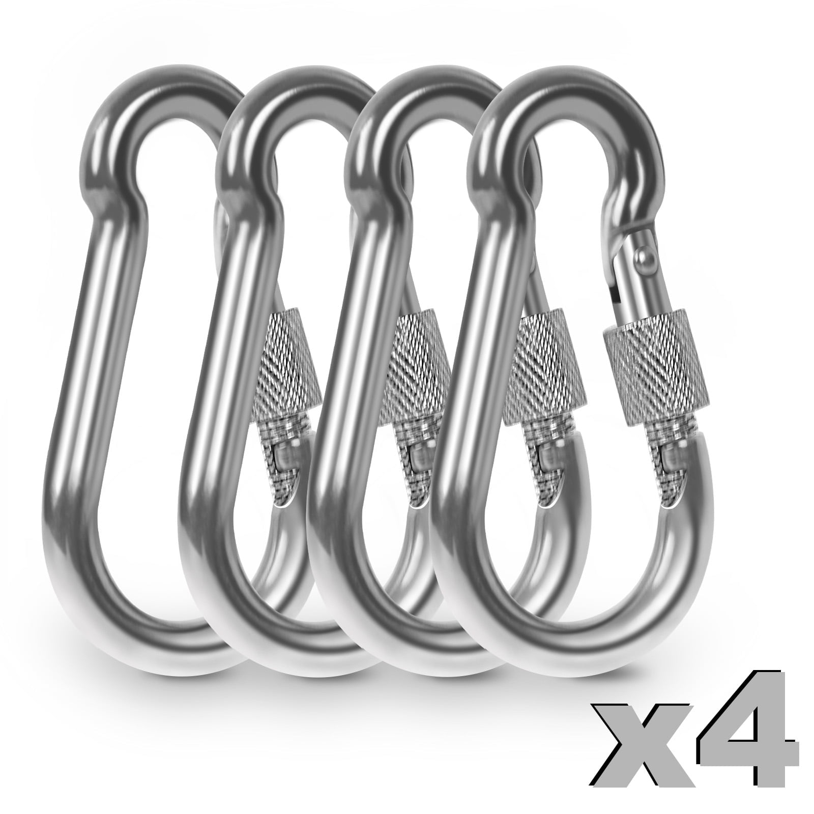 304 Stainless Steel Carabiner, Heavy Duty Carabiner Clip with Screw Safety Lock, Caribiniers for Camping, Swing, Hammock, Hiking, Quick Link Keychain, Home Gym Equipment