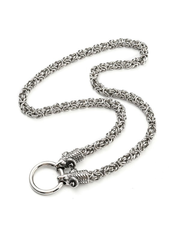 304 Stainless Steel Chain Necklaces Chainmaille Weaves Jewelry with 316L Surgical Stainless Steel Sheep Clasps Silver & Stainless Steel color 27.95x0.28 inch(71x0.7cm)